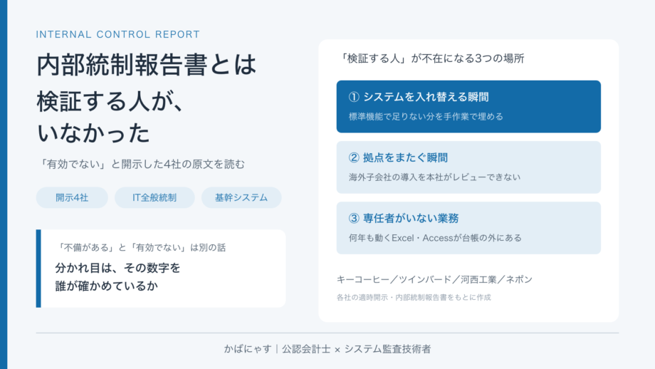 内部統制報告書とは　検証する人が、いなかった